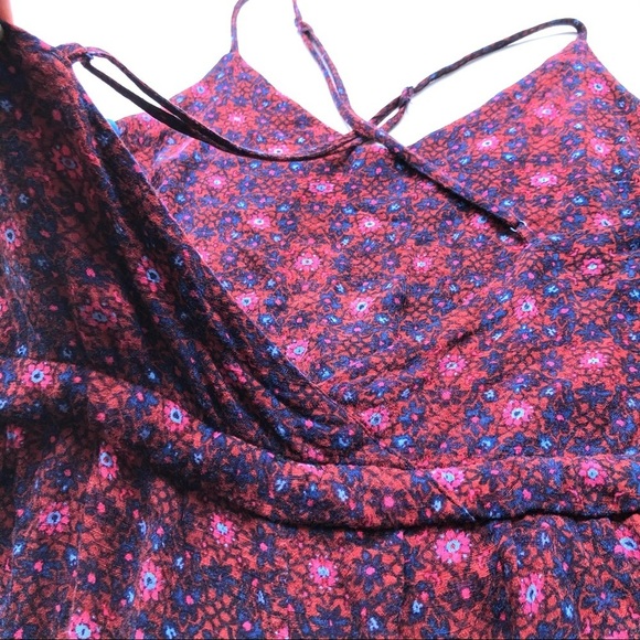 Free People Sunset Jumpsuit Red Floral Strappy Backless Boho - Picture 7 of 16